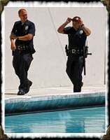Policement and a pool
